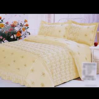 beige 4 piece rose floral stain cotton bedding comforter set h7001 it 