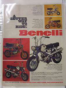 1970 Benelli mini bike ad cougar cobra trail tornado 200 el diablo 125 