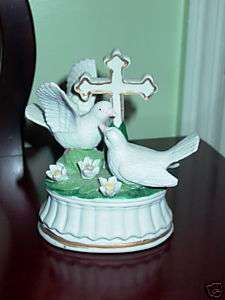 Dove Doves Bird Cross Religious Music Box  