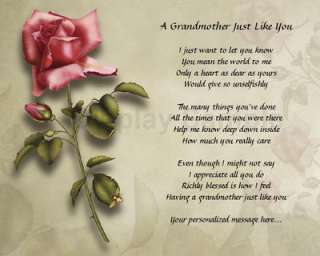 Personalized Grandmother Poem Birthday Christmas Gift  