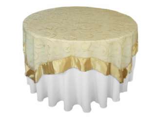   Embroidered Sheer Organza Table Overlay Wedding Catering Linens  