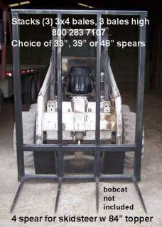 skid steer hay bale loader w/4 spears 48 inches long  