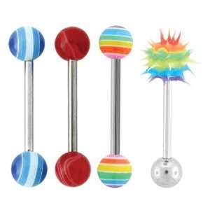   lot Rainbow Red Blue unique koosh Barbell Tongue Ring Rings Jewelry