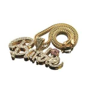 Iced Out Unique Large Gold with Pink Lips Barbie Nicki Minaj with 18 