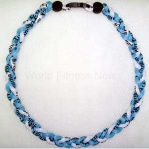  Baseball Titanium Necklace 20 inch Aqua Blue/White Sports 