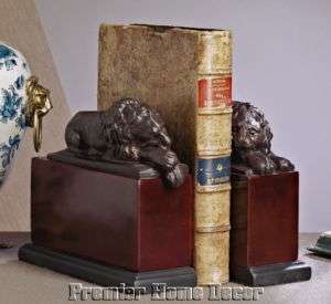 Tuscan Bronze St/2 Bookends Sleeping Lion Design  