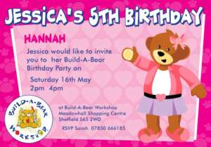 BUILD A BEAR Personalised party invitations 12 PER PACK  