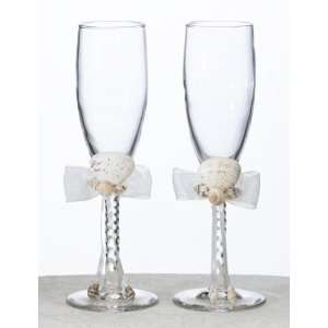  Coastal Sands Beach Wedding Toasting Champagne Glasses 