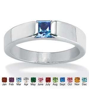   Princess Cut Birthstone Stackable Ring  September  Simulated Sapphire
