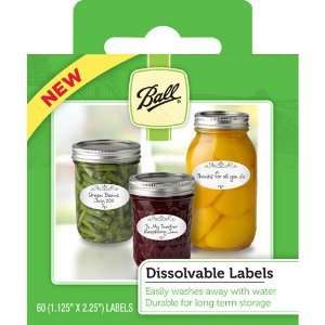   OF 60 BALL DISSOLVABLE CANNING FOOD JAR LABELS 014400107344  