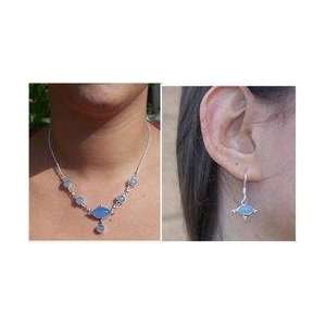  Serene Chalcedony Necklace & Earring Set 
