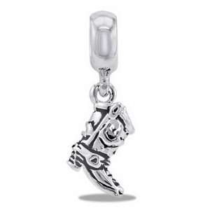 DaVinci Cowboy Boot/Shoe European/Memory Dangle Bead Double Sterling 