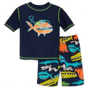  Carters Shark Rash Guard Set   Boys 2t 5t   Navy Sports 