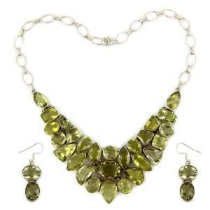  Necklace and Earrings Sterling Silver Peridot Jewelry 