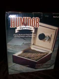   CT CIGAR HUMIDOR SUPREME CHERRY BURLWOOD CEDAR HYGROMETER HUMIDIFIER