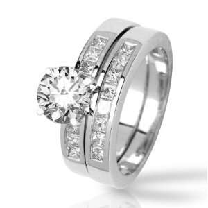 Classic Princess Cut Diamond Wedding Set (ring Only) with a 0.74 Carat 
