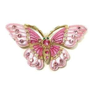    Pink Austrian Rhinestone Butterfly Gold Plated Brooch Pin Jewelry