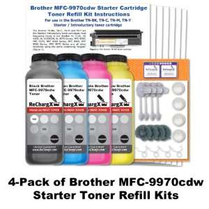 Brother MFC 9970cdw Starter Cartridge Toner Refill Kit (4 Pack   Black 