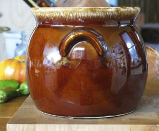Vintage Hull Pottery Ceramic Oven Proof Bean Crock Stew Pot Brown Drip 