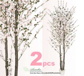 Cherry Blossom 7 Real Wood Artificial Trees Potted P  