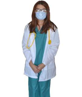 Kids Doctor Costume with REAL Scrubs, Lab Coat, Mask, and Stethoscope 