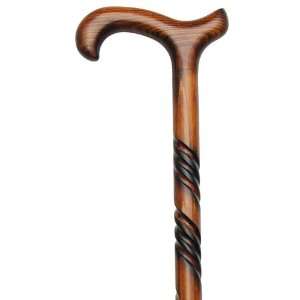 Walking Cane   Derby handle maple wood cane, scorched and dark cherry 