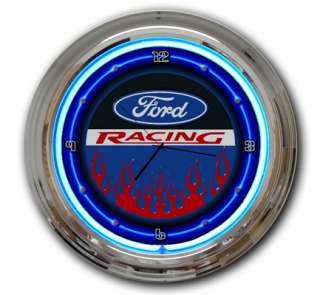 Ford Racing GT 5.0 SVT Mustang 17 Neon Clock Bar Sign Automobiles 