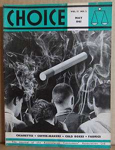   Choice magazine vo2/2 1961 rare cigarettes fabrics coffee makers cold