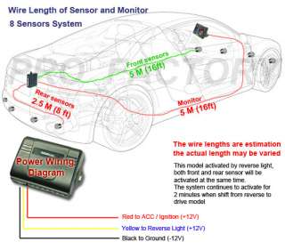 Car Front Rear Reverse Backup Parking 8 Sensor System Dual CPU Sound 