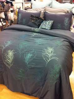 Nicole Miller FEATHERS COMFORTER SET Cal King blue peacock feather 