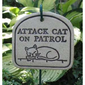   from Stoneware Attack Cat On Patrol Whimsical Plaque 