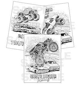 MONSTER JAM TRUCK birthday party COLORING PAGES favors  