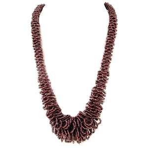 Copper Seed Beaded Victorian Frill Ethnic Long Necklace[N 36 SB 1]