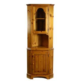   Antiqued Pine Victoria Floor Standing Corner Display Cabinet x  