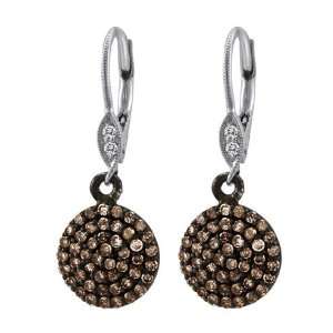   Brown Diamonds & 14K White Gold Diamond Euro Wire Earrings Jewelry
