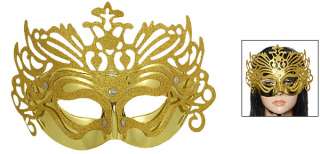 Gold Tone Plastic Carnival Masquerade Eye Mask for Lady  