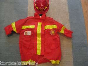Fireman Fire Chief Red Costume with Hat One Size  