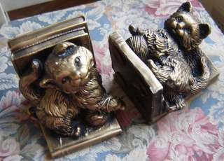 Universal Statuary Cats Vintage BOOKENDS Chalkware Or Plaster  