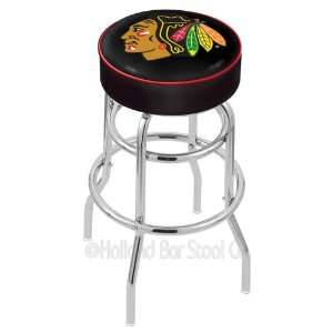 25 Chicago Blackhawks Black Counter Stool   Swivel With Double Ring 
