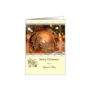 Merry Christmas Special Aunt, ornaments, lights, snowflakes Card