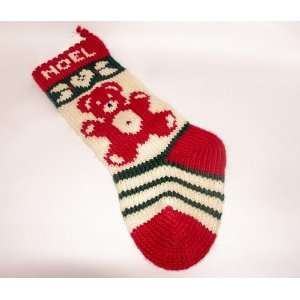    Hand knitted Teddy Bear Christmas Stocking 