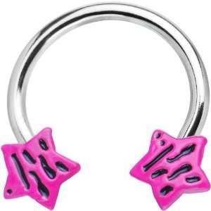  Pink Zebra Star Horseshoe Circular Barbell Jewelry