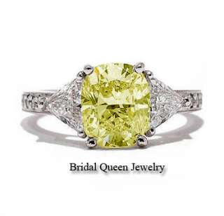 10 Carat Fancy Yellow Cushion Cut Diamond Engagement Ring in 18k 