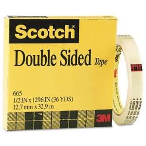  665 Double Sided Office Tape, 1/2 x 36 Yards, 3 Core, Clear 