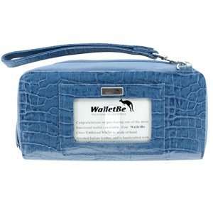  Blue Womens Croc Leather Clutch Wallet Croco Purse Coin 