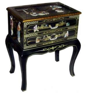 Elegant Handcarved SoapStone High Leg Oriental Chest with 2 Drawers 