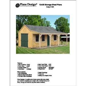  12 X 20 Cottage Shed with Porch Project Plans  Design 