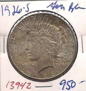 1926 S Peace Liberty Silver Dollar GEM Brilliant Uncirculated #13942 