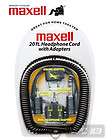 MAXELL 190399 HEADPHONE EXTENSION CORD 20 ft & ADAPTERS AIRLINE DUAL 