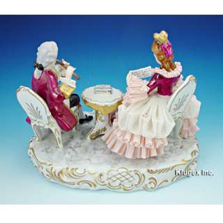 Large Dresden Lace Couple Figurines  